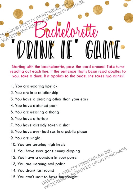 Printable bachelorette game/ bachelorette drinking game / bachelorette