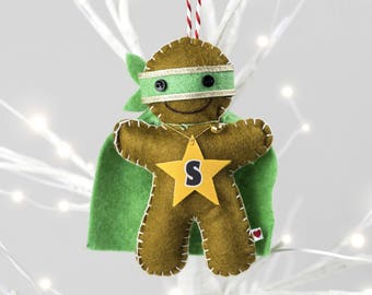 Ninjabread Man Decoration - Gingerbread Man Decoration - Personalized Christmas Ornament - Gingerbread Man - Superhero Decoration