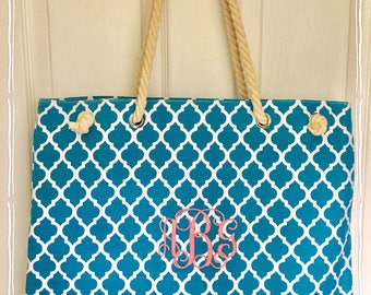 Personalized Beach Bag, Monogrammed Beach Bag, Customized Beach Bag Tote, Embroidered Beach Bag, Extra Large Tote Bag, Striped Beach Bag