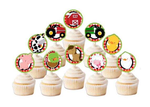 Farm cupcake toppers PRINTABLE Farm Birthday toppers Farm