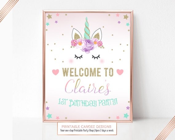 Unicorn Welcome Sign Unicorn Party Sign Unicorn Party Decor