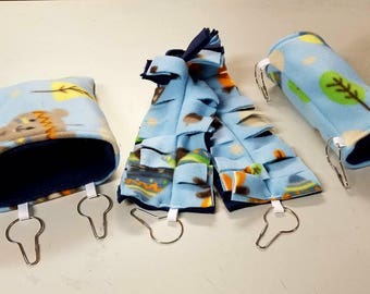 Custom Sugar glider cage set tunnel hanging pouch and climbing vine rope Glider Accessories, Sugar Glider Toys, Sugar Glider Pouch