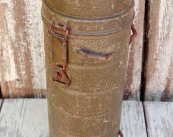 Vintage German Military Storage container. Vintage Metal carry container. Waterproof Military Container. German Military