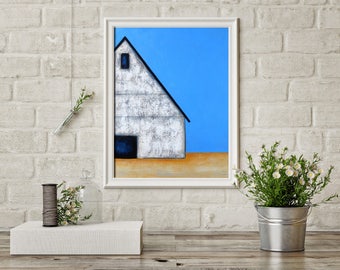 Barn Painting, Old Barn, Farm Painting, Landscape painting, White Barn, Farmhouse Art, Contemporary Barn, Minimalist Barn, Barn art Farm Art