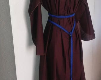 Butterfly Underdress in Chocolate Brown Cotton, Butterfly Sleeves, Kirtle, Under Dress