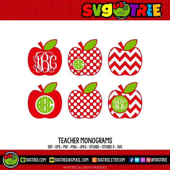 Download Apple SVG Teacher Monogram SVG Teacher SVG Cricut Files