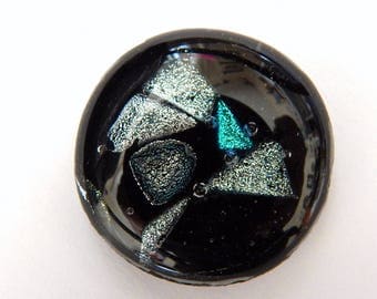 Round Fused Glass Cabochon - Grooved for Wire Wrapping - Dichroic Glass