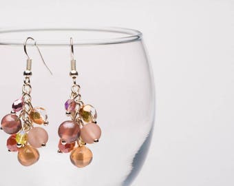 Antique Pink Glass Bead Earrings