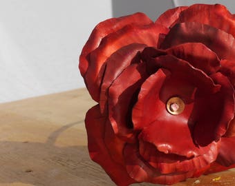 Enduring Flame Aluminium ( Aluminum ) Rose, Metal Rose, Flower, Red Rose, Poppy Red