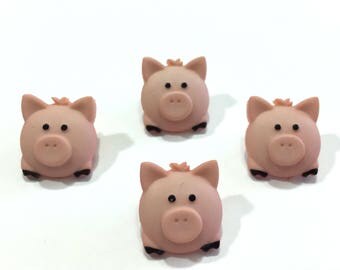 Pig Buttons Jesse James Buttons Pudgy Pets Dress It Up Buttons Set of 4 Shank Back - 739 A