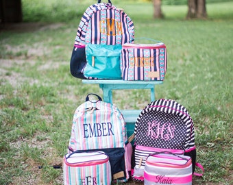 Monogrammed Backpack Set | Monogrammed Back Pack and Lunchbox | Lunch Pail | Back to School | Teen Backpack | School Set | Jadelynn Brooke