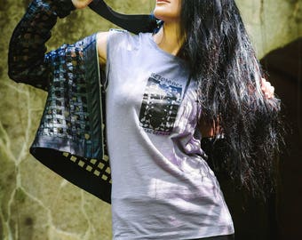 Black leatherette Pentagram Spiked jacket Sexy Rocker Clothing