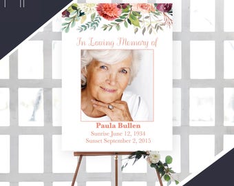 Funeral Program Template, Memorial Program Template Floral Memorial Service Printable, Instant Download, PSD, Docx, Doc, Psb