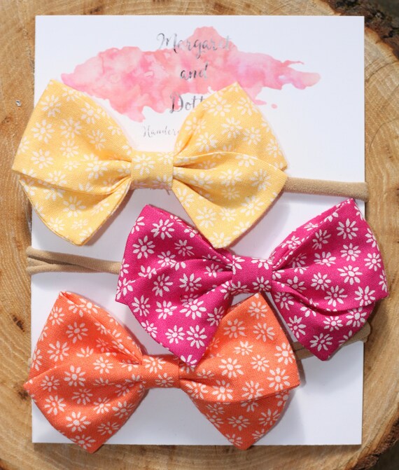 Nylon Headband Set of 3 Multiple Ways Baby Bows Toddler