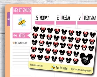 Disney Countdown Stickers, Planner Stickers, Disney World, Disneyland, Vacation Stickers, Happy Planner Stickers, Erin Condren Stickers.