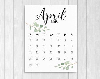 Pregnancy Announcement Calendar | Baby Announcement Printable | Due Date Reveal | April 2018 Calendar | Save The Date Printable | Digital