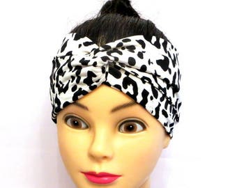 Twisted turban Headband animal print, Turban Headband black and white,Turban Headband black and white leopard, women's headband,gift for her