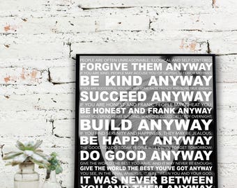 Poster of Mother Teresa's Anyway Poem Available Sizes