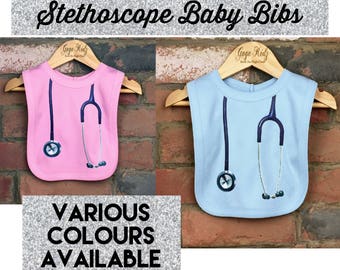 Stethoscope Baby Bibs, Unique Baby Gift, Funny Baby Bib, Baby Nurse, Baby Doctor, Nurse Gift, Baby Clothes, Baby Shower Gift Stethoscope Bib