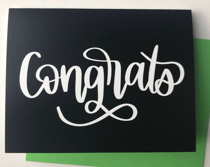 Congrats Card-Congratulations Card-Hand Lettered Congrats Card-Wedding Card-New Baby Card-New Job Card