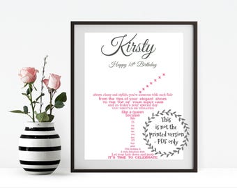 18th Birthday Gift for her, PRINT YOUR OWN Friend gift, Personalised Gifts for her, Personalized Gifts for women, Birthday, 18th, Eighteen