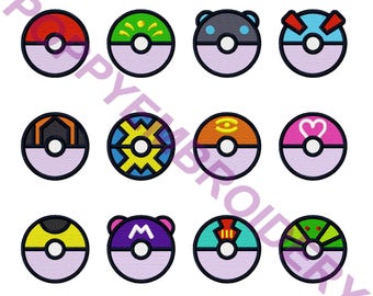 POKEMON ball pokeball Design for Embroidery machine / motifs pour broderie machine / INSTANT DOWNLOAD