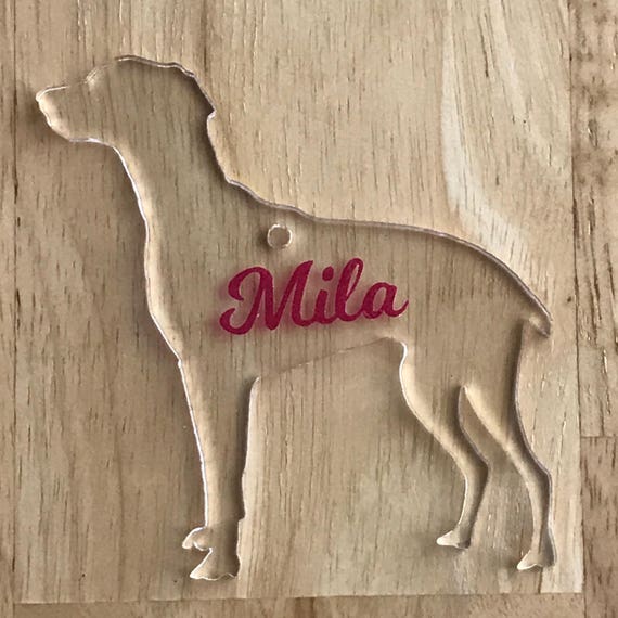 WHIPPET Clear Acrylic Ornament, Personalized | Keychain | Backpack Bling | Free Shipping