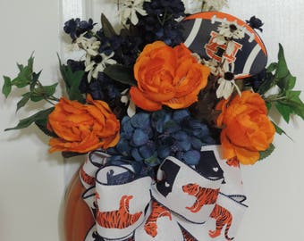 Auburn University Fall Half Pumpkin Door Hanger-Auburn Wreath-War Eagle