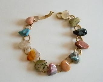 Multi Colored Polished Gemstones Bracelet