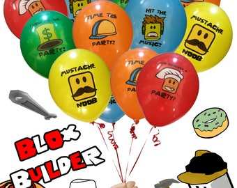 20 Pack - Pro Blox Builder Miner Video Game Truck Birthday Party Balloons - Great Supplies Favors Goody Loot Bags Decorations