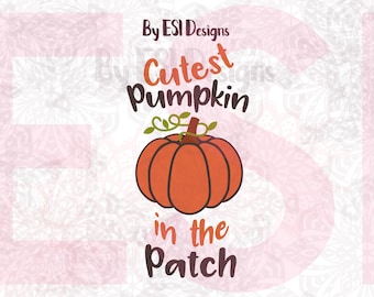 Cutest Pumpkin in the Patch svg, SVG, DXF, EPS, Fall svg, Thanksgiving svg, Halloween svg, Silhouette Studio and Cricut Design Space.
