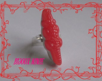 Candy red crocodile Fimo ring