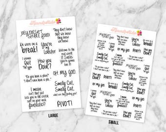Friends TV Show Quote Text / Font Stickers | (Great for ANY planner, calendar, scrapbook, crafts & more!) Funny sayings, "How You Doin"