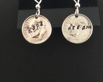 Hand Stamped Coin earrings
