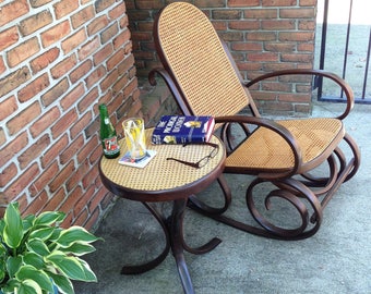 Luigi Crassevig Style- Bentwood Thonet Style Rocking Chair and SiDE TABLE in OUTSTANDiNG Condition