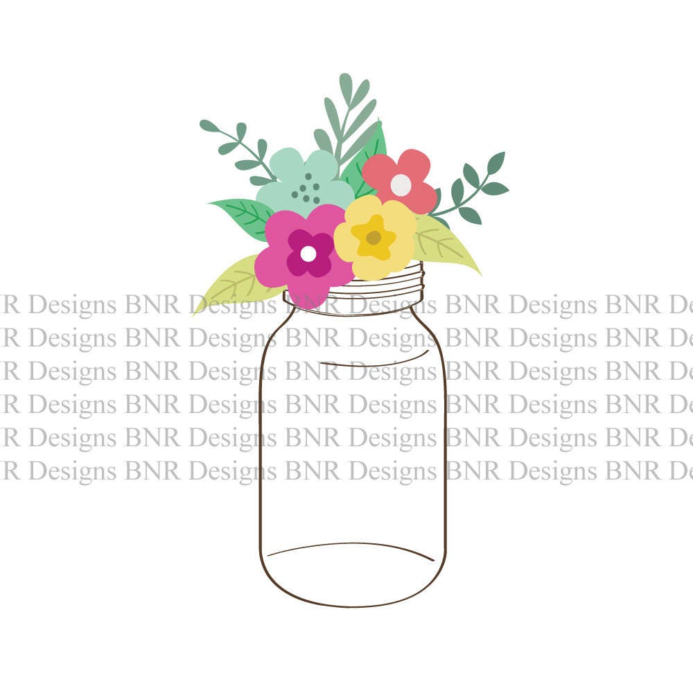 Free Free 307 Flower Svg Free Mason Jar Flowers Svg SVG PNG EPS DXF File