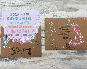 Pregnancy Reveal to grandparents card, custom pregnancy announcement card for grandma and grandpa, baby reveal gift new grandchild