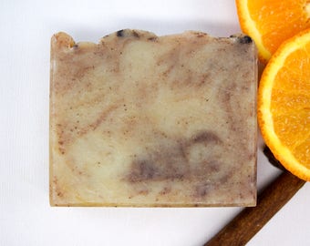 Orange Cinnamon Soap, All-Natural Soap, Essential Oil Soap, Handcrafted Soap, Exfoliating Bar, Spicy Scented Soap, Handmade Soap, Vegan Soap