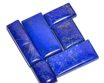 65% OFF SALE 6 Pieces Lapis Lazuli Cabochons Lot Rectangle Shape, Natural Lapis Lazuli Gemstone Cabochon Loose Gemstones Cabs Smooth Stones