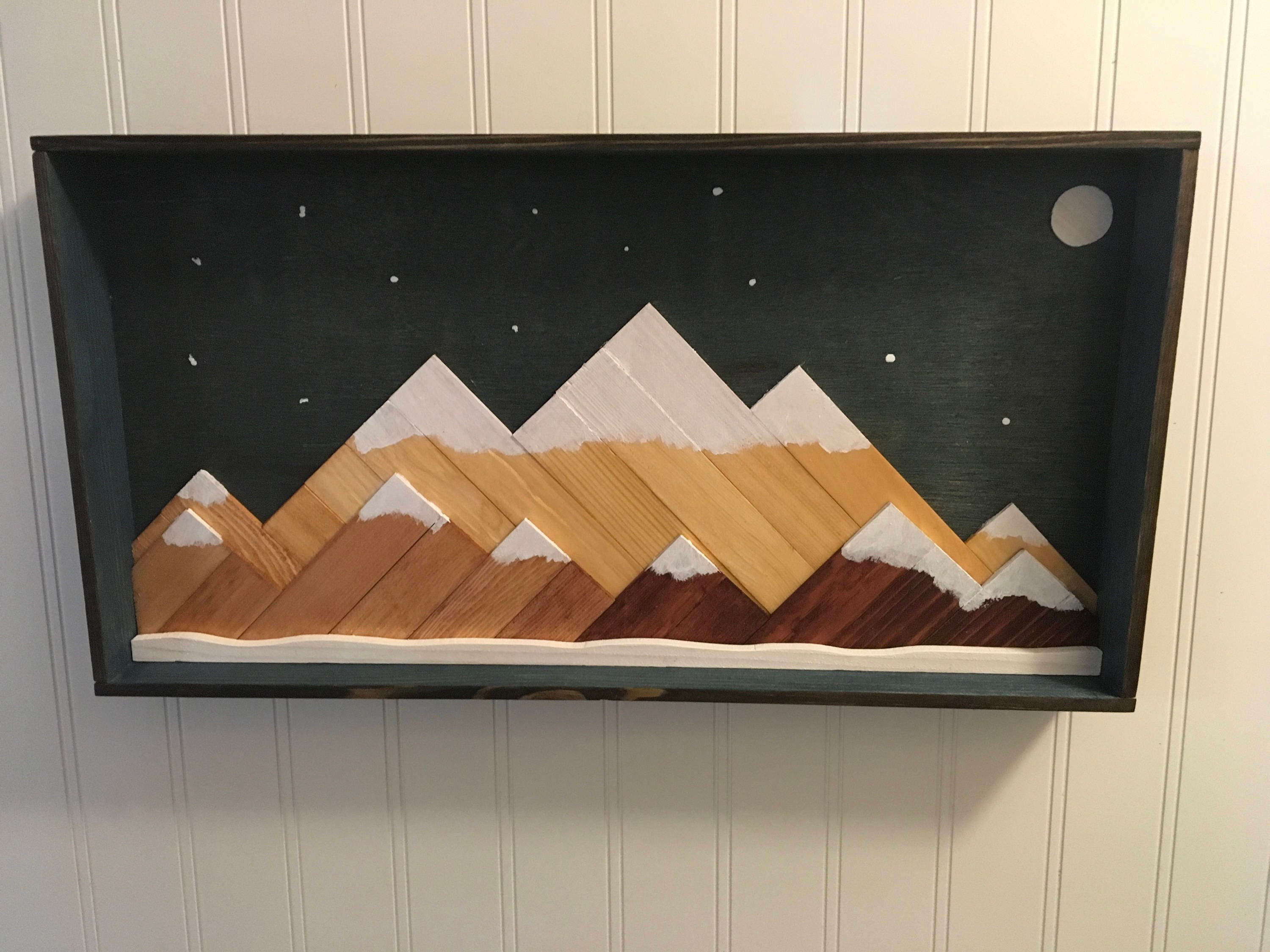 SnowCapped Mountain Scene Shadow Boxes