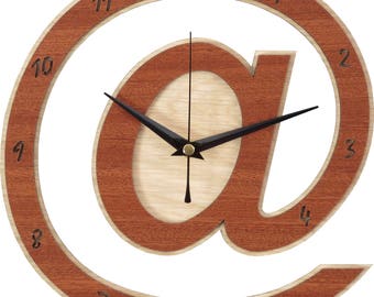 At Clock - @ Clock in wood - Arroba Clock