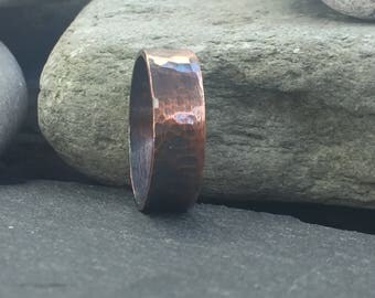 Mens Copper Ring, Rustic Hammered Copper Ring Band For Men, Anniversary Gift For Him, Rural, Mens Copper Gifts, Rustic Accessories for Men