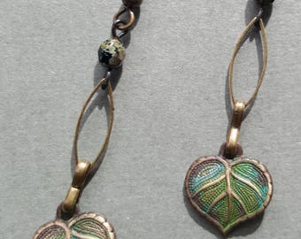 Vintage style brass glass bead earrings