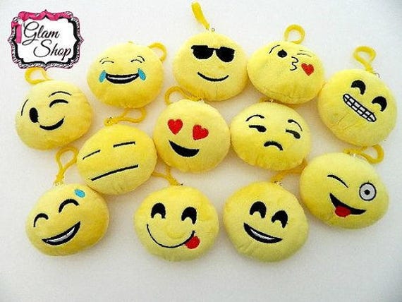 Emoji Key Chains Set of 12 2.5 Emoji Party Favors