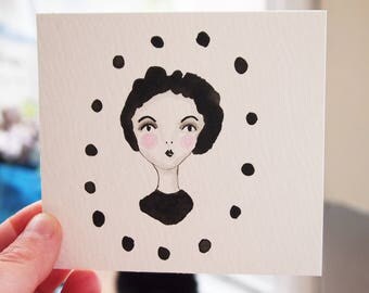 Original watercolour painting, vintage style, vintage lady, wall art