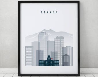 Denver art print, Poster, Denver skyline art, Wall art, Colorado art, City poster, Typography art, Home Decor, Digital Print, ArtPrintsVicky