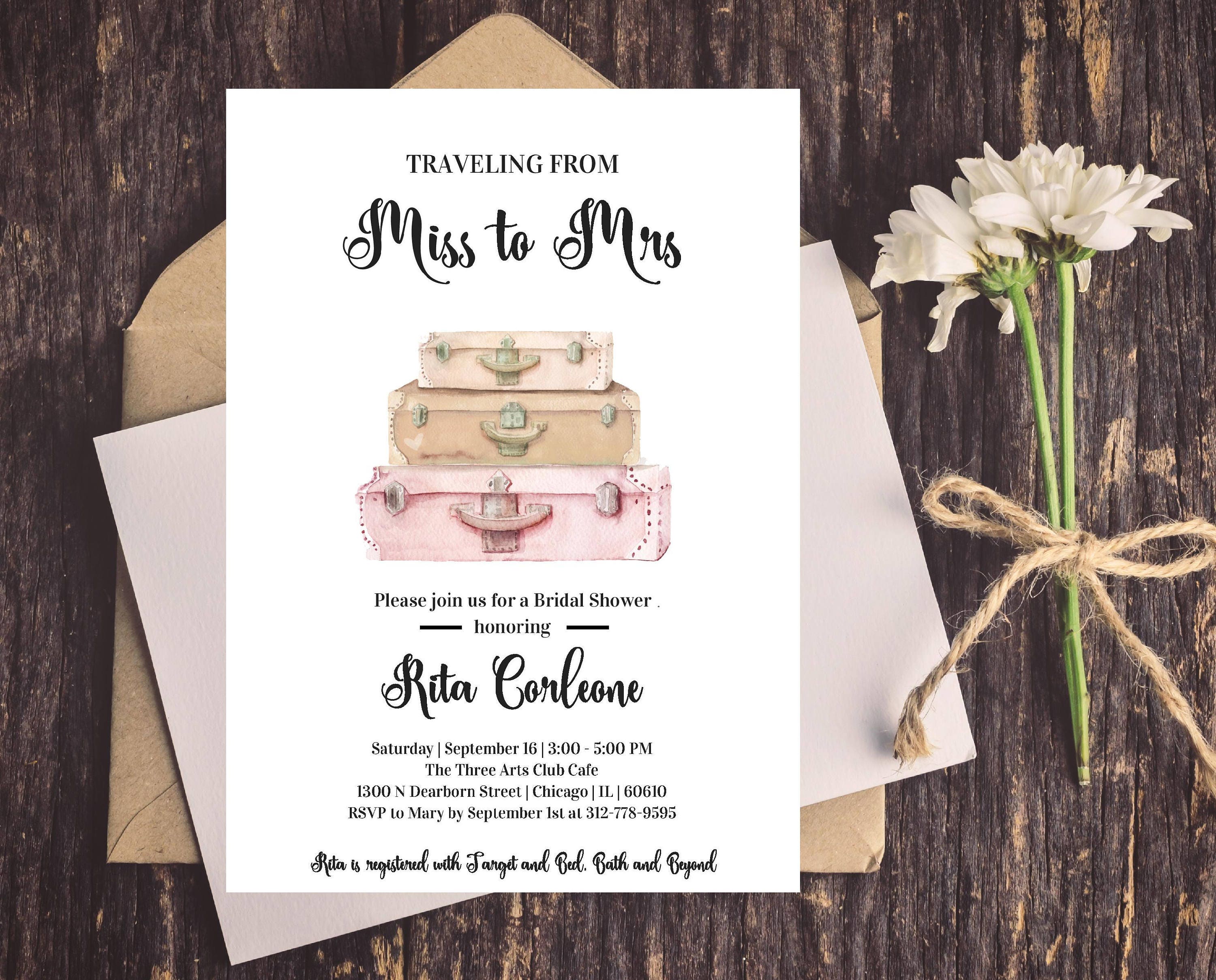 travel theme bridal shower invitations
