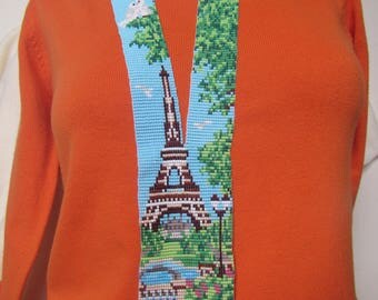 Beaded Necklace Paris, Long Necklace Eiffel Tower, gerdan Paris, Paris skyline necklace, Eiffel Tower necklace, Eiffel Tower necklace, Paris