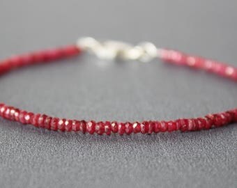 Ruby Bracelet, Ruby Bracelet, All Natural Longido Ruby Bracelet, Dainty Beaded Gemstone Bracelet
