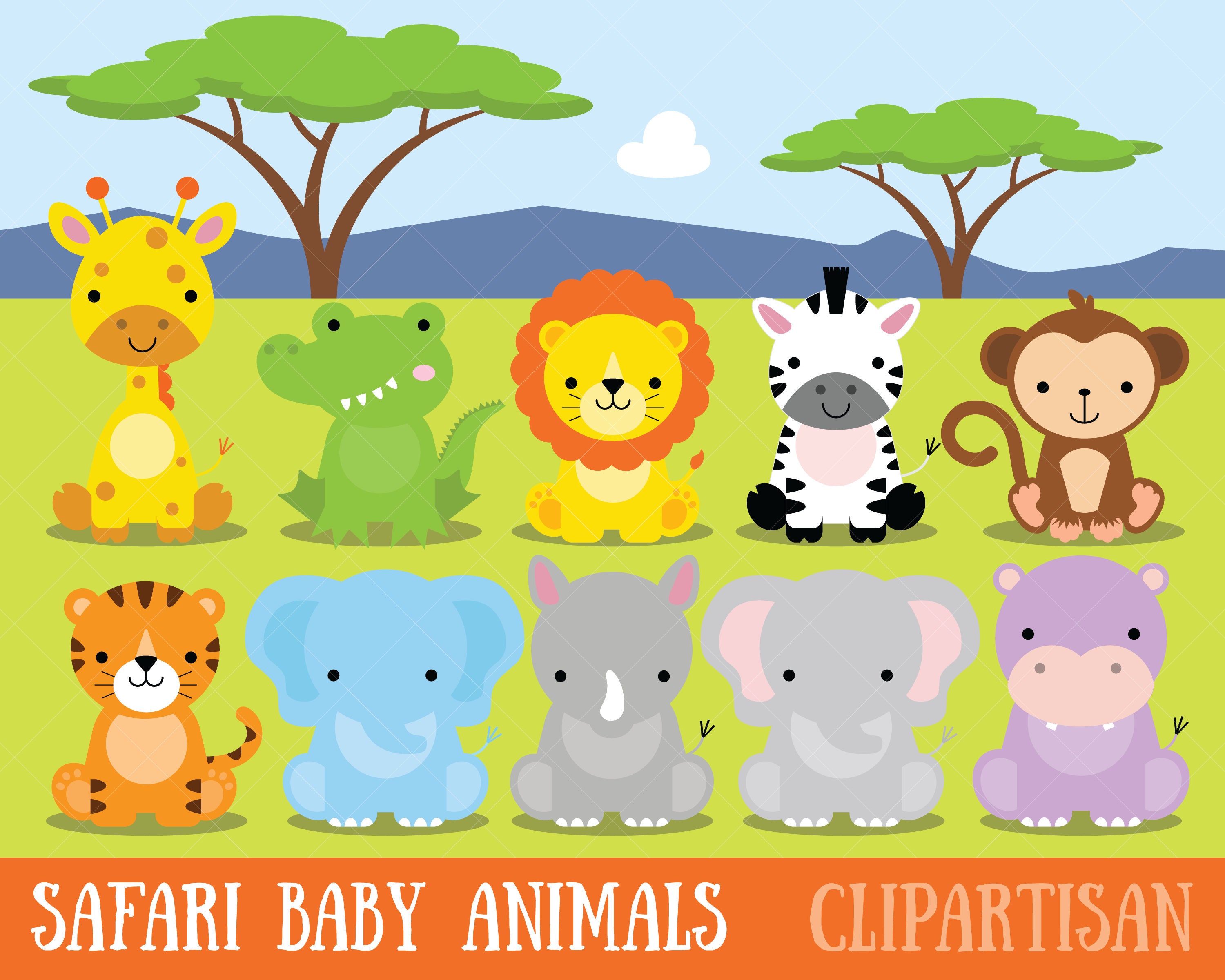 Download Safari Baby Animals Clipart / Jungle Animals Clipart / Zoo